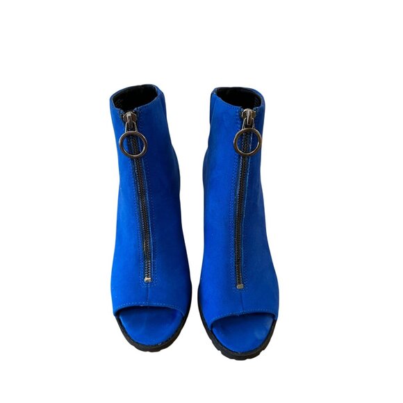 Bar III 7M Dillanf Suede Fabric Upper Ankle Zip Up Boot Blue - Picture 9 of 14